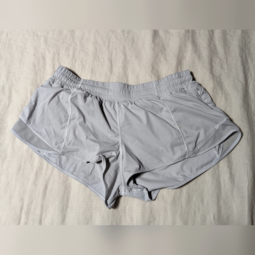 Lululemon size 12 low rise grey shorts with built in underwear